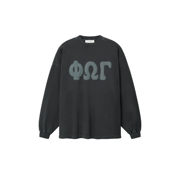 Fear of God Essentials Heavy Jersey Merch Long Sleeve Tee in Washed Iron Grey | Coveti