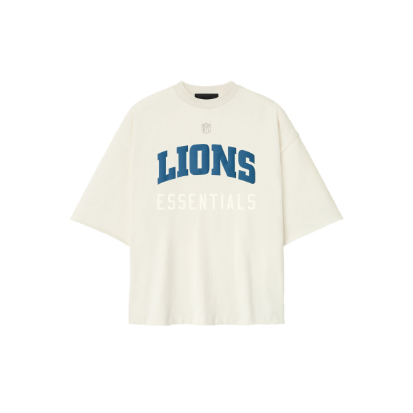 Fear of God Essentials Lions 90s 3/4 Sleeve Football Tee in Cream White | Coveti