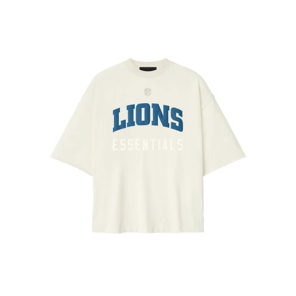 Fear of God Essentials Lions 90s 3/4 Sleeve Football Tee in Cream White | Coveti