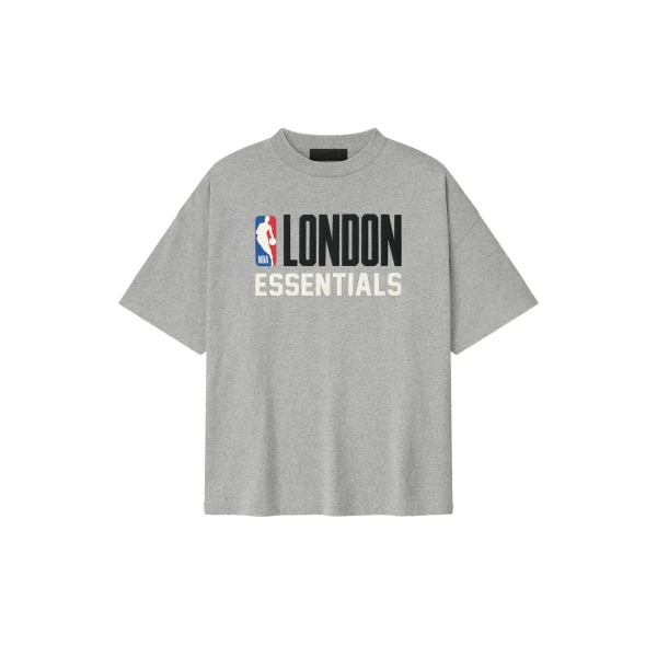 Fear of God Essentials London 90s Fit Tee in Concrete Heather | Coveti