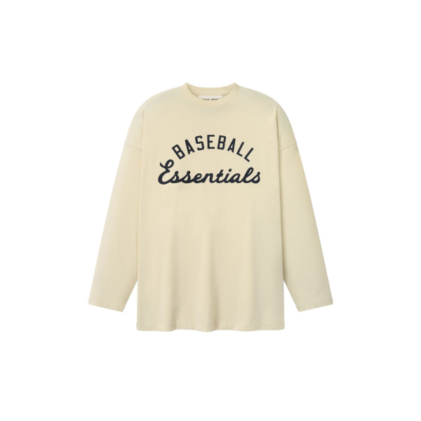 Fear of God Essentials MLB Boxy Long Sleeve Tee in Oat | Coveti