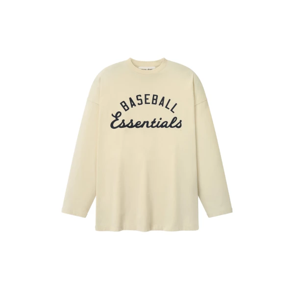 Fear of God Essentials MLB Boxy Long Sleeve Tee in Oat | Coveti