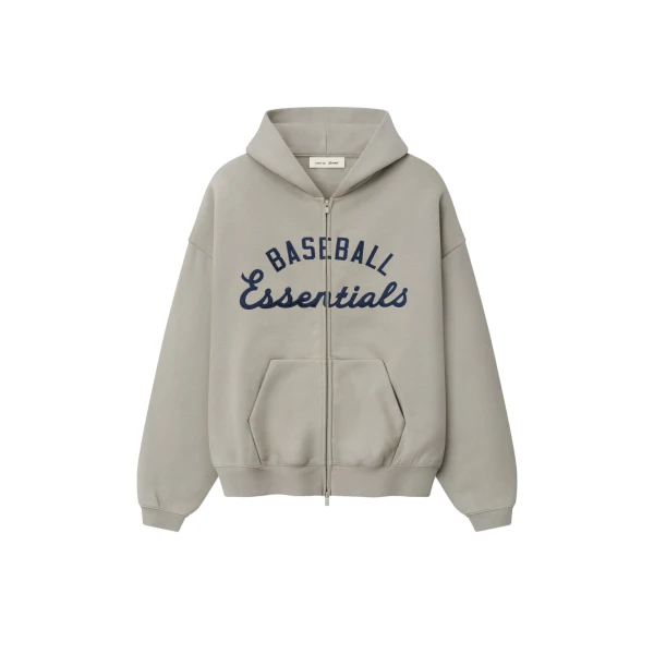 Fear of God Essentials MLB Full Zip Sport Hoodie in Seal | Coveti