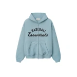 Fear of God Essentials MLB Full Zip Sport Hoodie in Stone Blue | Coveti