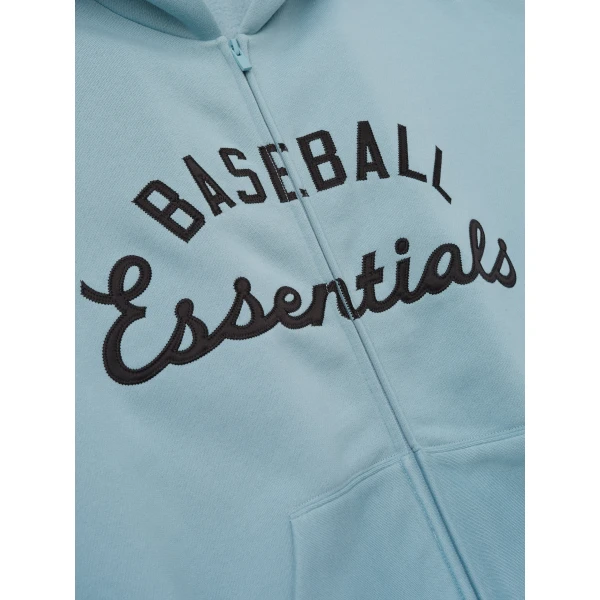 Fear of God Essentials MLB Full Zip Sport Hoodie in Stone Blue | Sweatshirts | Coveti