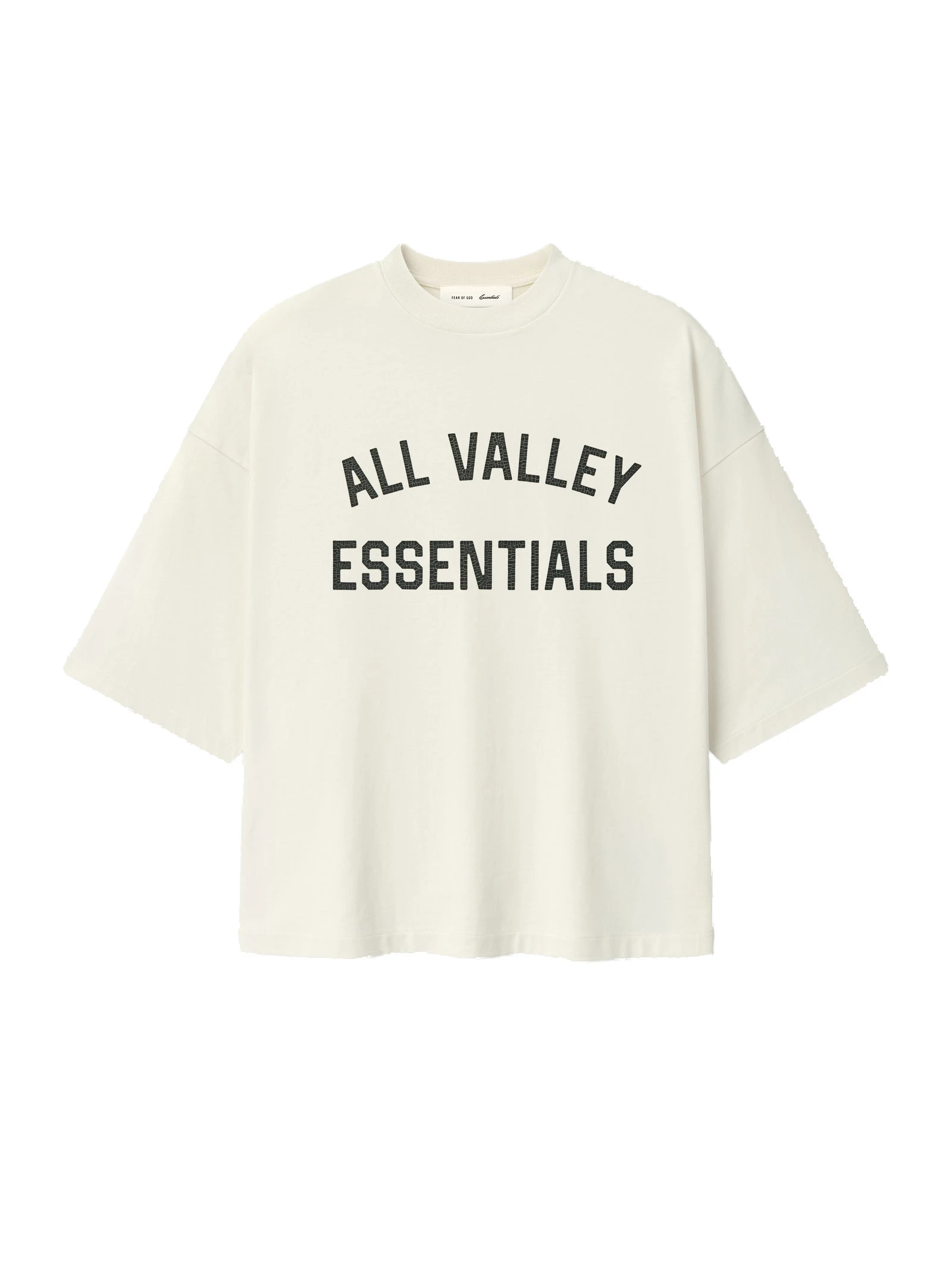 Fear of God Essentials Merch Tee Boxy Fit in Ivory Fear of God Essentials Merch Tee Boxy Fit in Ivory | Coveti