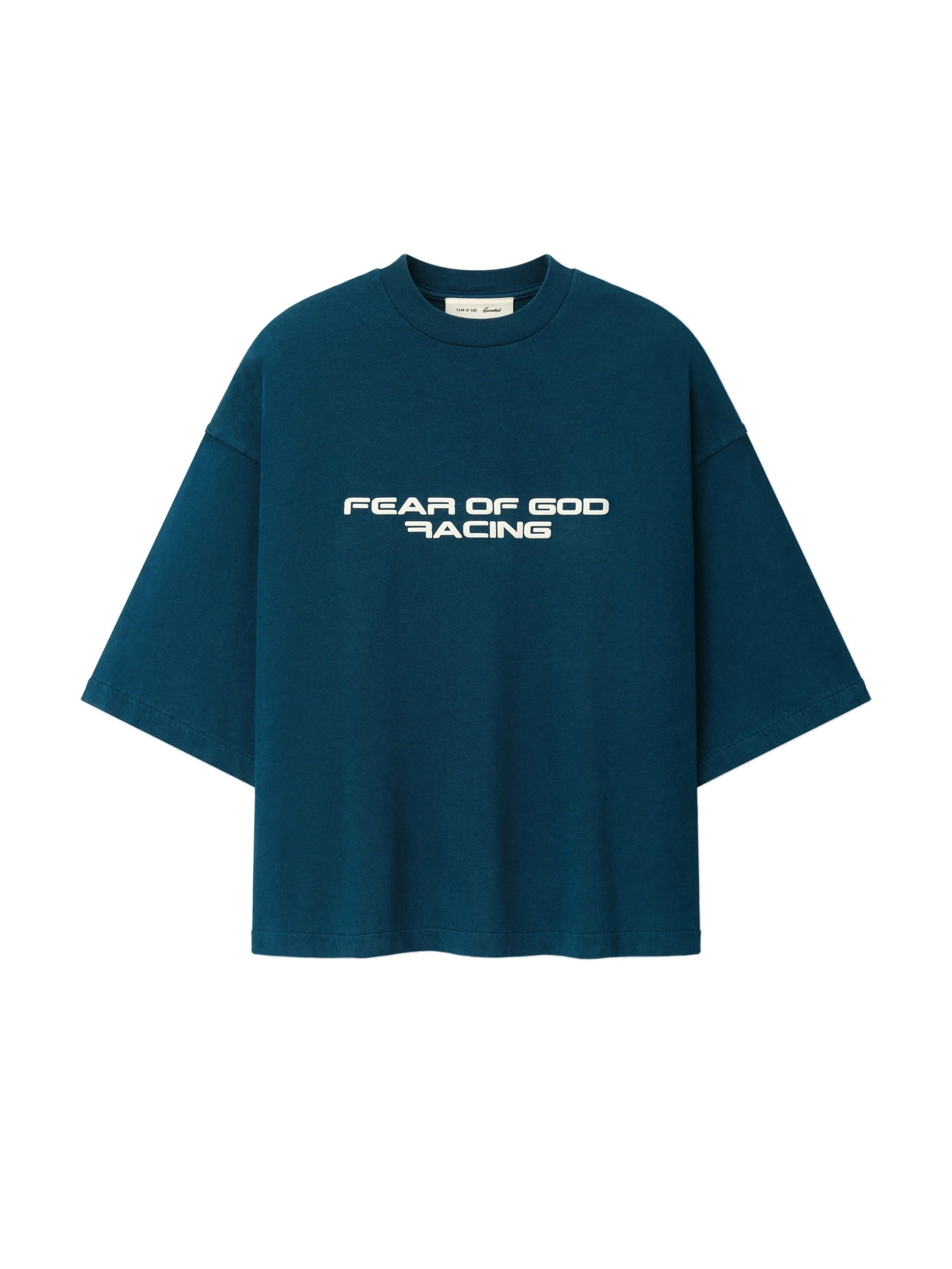 Fear of God Essentials Merch Tee in Washed Night Sea Fear of God Essentials Merch Tee in Washed Night Sea | Coveti