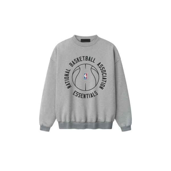 Fear of God Essentials NBA x Barkley Hendricks 90s Crewneck in Concrete Heather | Coveti