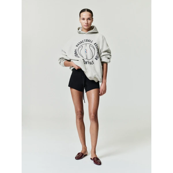 Fear of God Essentials NBA x Barkley Hendricks 90s Hoodie in Heather Stone with and Heather Rib | Sweatshirts | Coveti