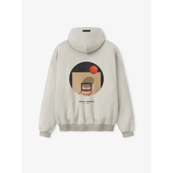 Fear of God Essentials NBA x Barkley Hendricks 90s Hoodie in Heather Stone with and Heather Rib | Sweatshirts | Coveti