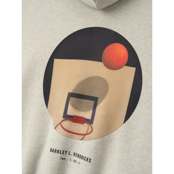 Fear of God Essentials NBA x Barkley Hendricks 90s Hoodie in Heather Stone with and Heather Rib | Sweatshirts | Coveti