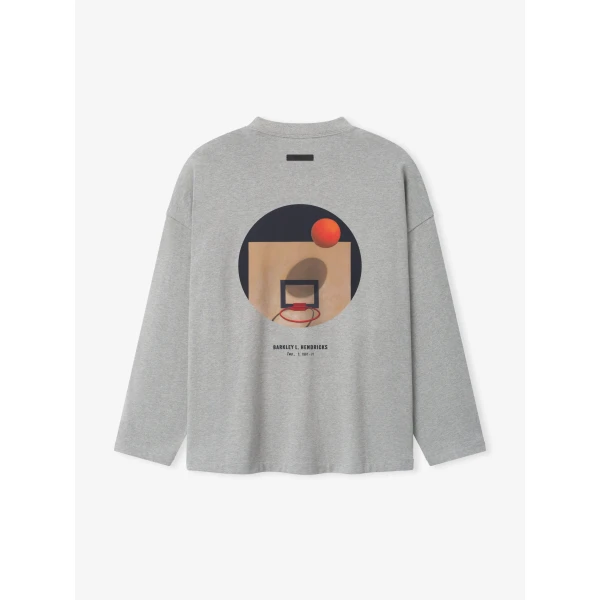 Fear of God Essentials NBA x Barkley Hendricks Long Sleeve V-Neck Tee in Concrete Heather | T-shirts & vests | Coveti