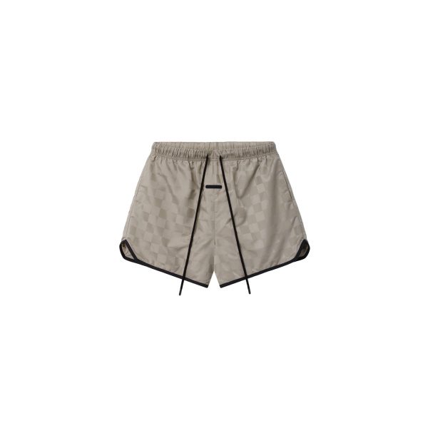 Fear of God Essentials Nylon Checkered Gym Short in Seal | Coveti