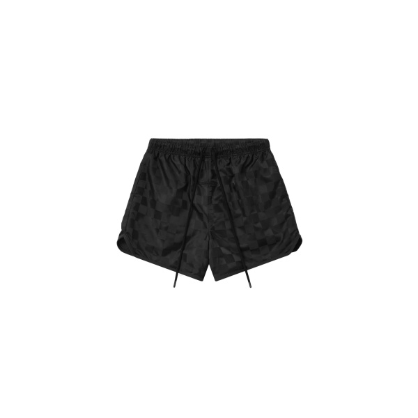 Fear of God Essentials Nylon Checkered Gym Short in Vintage Black | Coveti