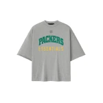 Fear of God Essentials Packers 90s 3/4 Sleeve Football Tee in Concrete Heather | Coveti