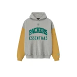 Fear of God Essentials Packers Sport Hoodie in Concrete Heather and Canyon | Coveti