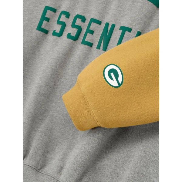 Fear of God Essentials Packers Sport Hoodie in Concrete Heather and Canyon | Sweatshirts | Coveti