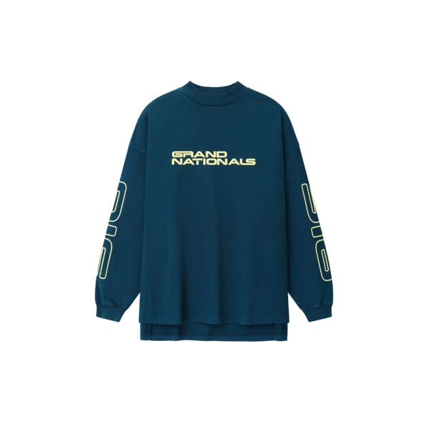 Fear of God Essentials Panelled Modern Long Sleeve Tee in Washed Night Sea | Coveti