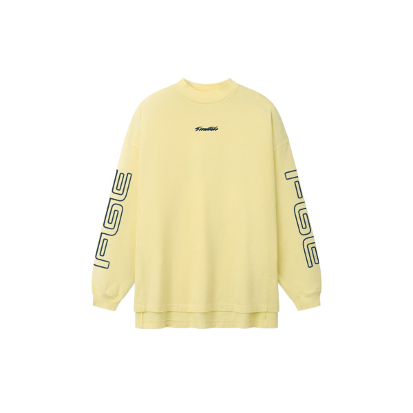 Fear of God Essentials Panelled Modern Long Sleeve Tee in Washed Sulphur | Coveti