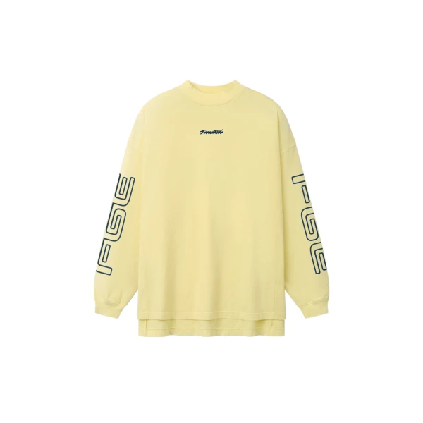 Fear of God Essentials Panelled Modern Long Sleeve Tee in Washed Sulphur | Coveti