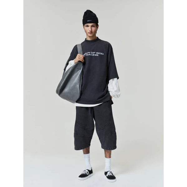Fear of God Essentials Panelled Modern Tee in Washed Vintage Black | T-shirts & vests | Coveti