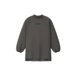 Fear of God Essentials Pique 90s Relaxed Mockneck Raglan Long Sleeve Tee in Ash Heather | Coveti