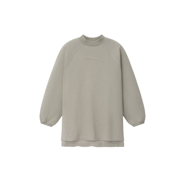 Fear of God Essentials Pique 90s Relaxed Mockneck Raglan Long Sleeve Tee in Pyrite Heather | Coveti