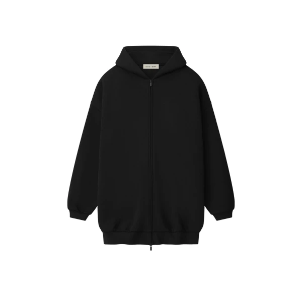 Fear of God Essentials Property Lounge Long Zip Hoodie in Black | Coveti