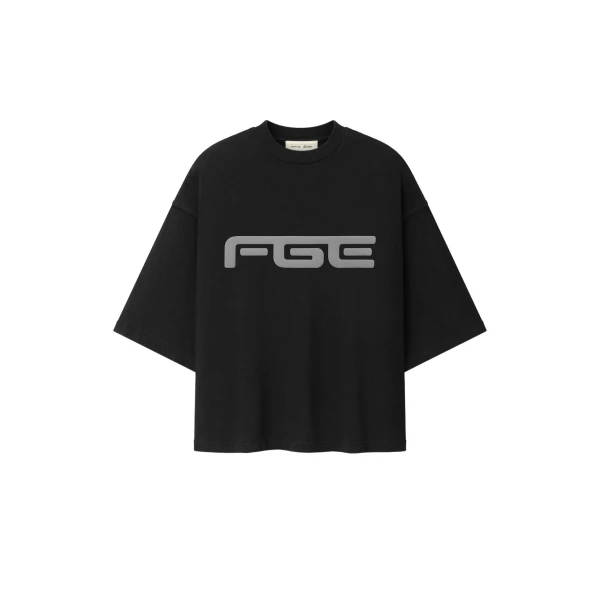 Fear of God Essentials Racing Merch Tee in Washed Vintage Black | Coveti