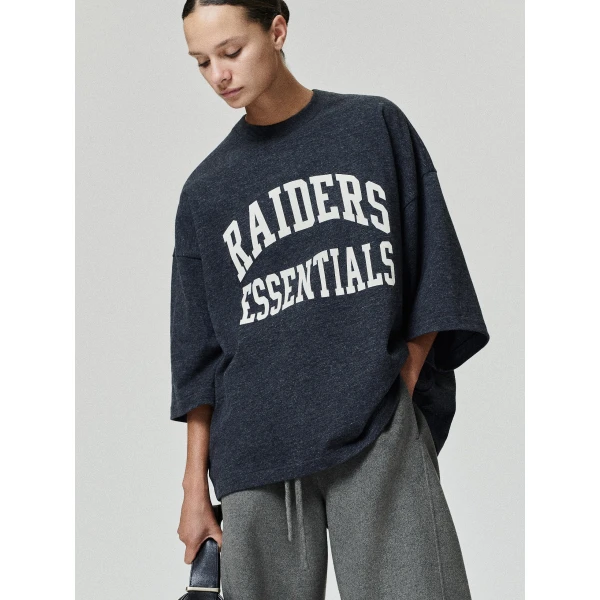 Fear of God Essentials Raiders Merch Tee in Iron Grey Heather | T-shirts & vests | Coveti