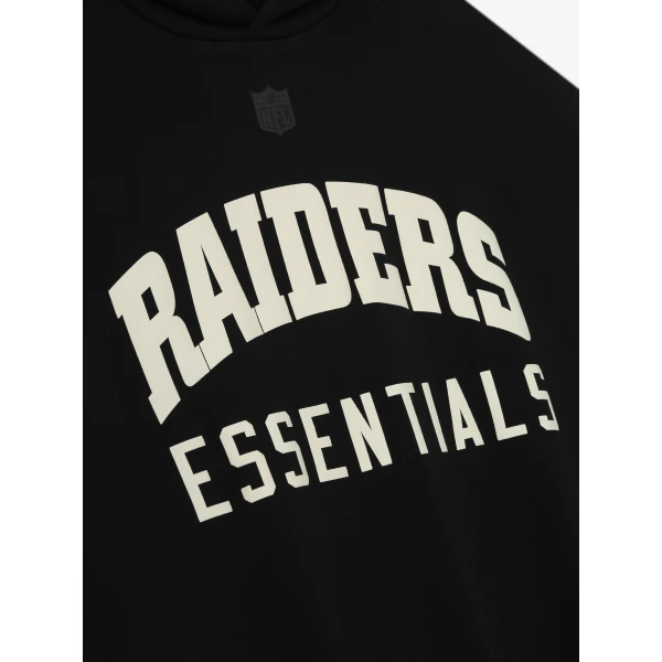 Fear of God Essentials Raiders Sport Hoodie in Black and Concrete Heather | Sweatshirts | Coveti