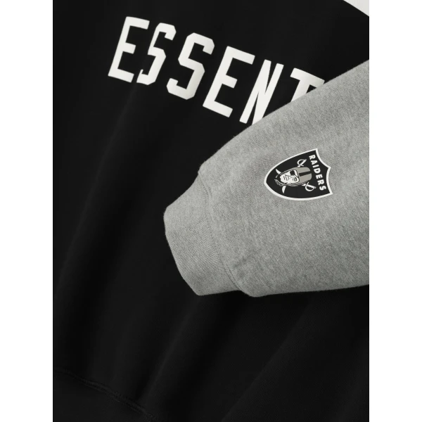 Fear of God Essentials Raiders Sport Hoodie in Black and Concrete Heather | Sweatshirts | Coveti