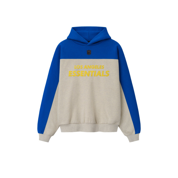 Fear of God Essentials Rams 90s Relaxed Hoodie in Vanilla Heather | Coveti