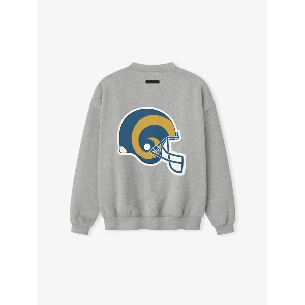 Fear of God Essentials Rams Sport Crewneck in Concrete Heather | Sweatshirts | Coveti