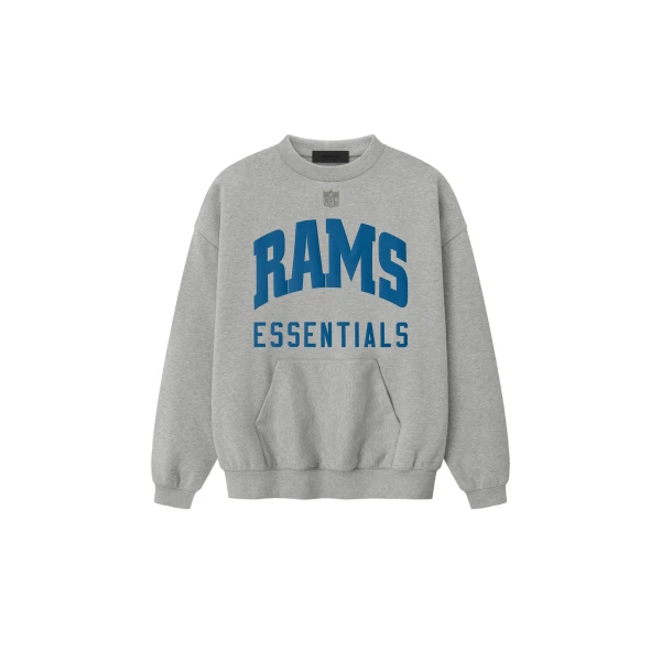Fear of God Essentials Rams Sport Crewneck in Concrete Heather | Coveti