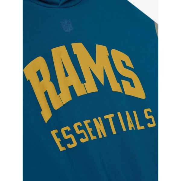 Fear of God Essentials Rams Sport Hoodie in Blue Sapphire and Concrete Heather | Sweatshirts | Coveti