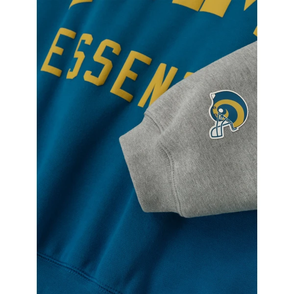 Fear of God Essentials Rams Sport Hoodie in Blue Sapphire and Concrete Heather | Sweatshirts | Coveti