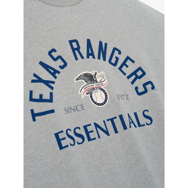 Fear of God Essentials Rangers American League Merch Tee in Concrete Heather | T-shirts & vests | Coveti