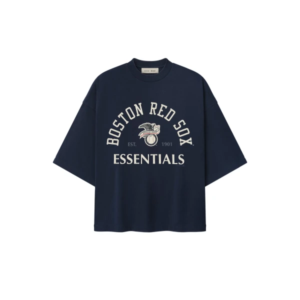 Fear of God Essentials Red Sox American League Merch Tee in Dark Sapphire | Coveti