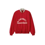 Fear of God Essentials Reds Half Zip Pullover in Stone Red and Seal Rib | Coveti