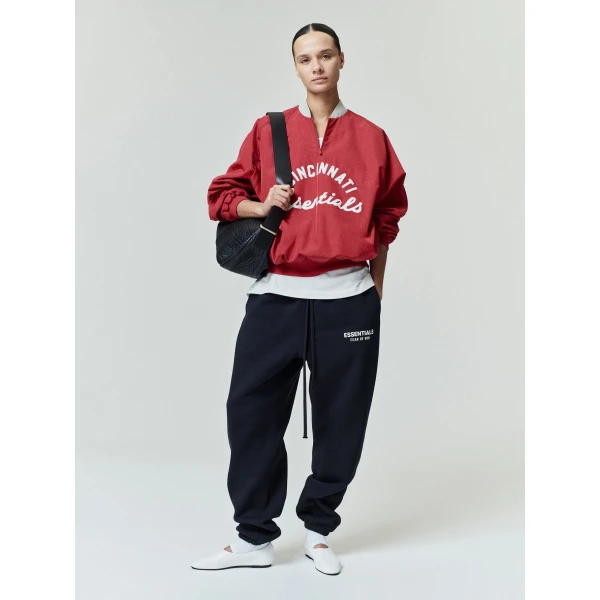 Fear of God Essentials Reds Half Zip Pullover in Stone Red and Seal Rib | Sweatshirts | Coveti