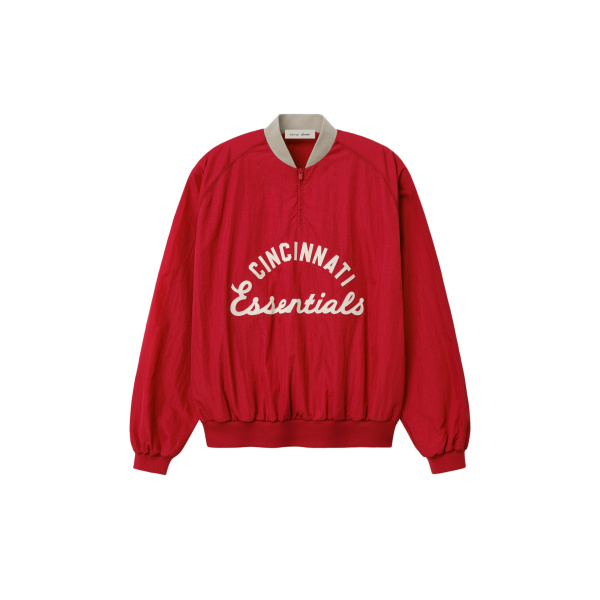 Fear of God Essentials Reds Half Zip Pullover in Stone Red and Seal Rib | Coveti