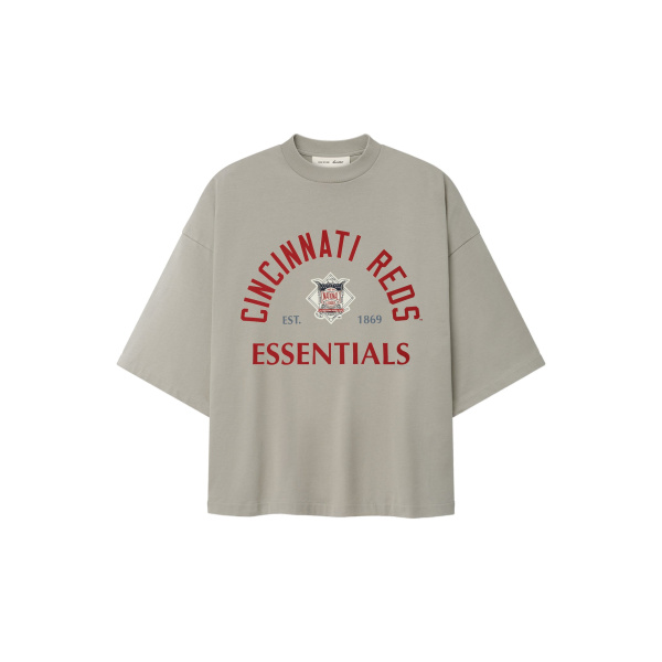 Fear of God Essentials Reds National League Merch Tee in Seal | Coveti