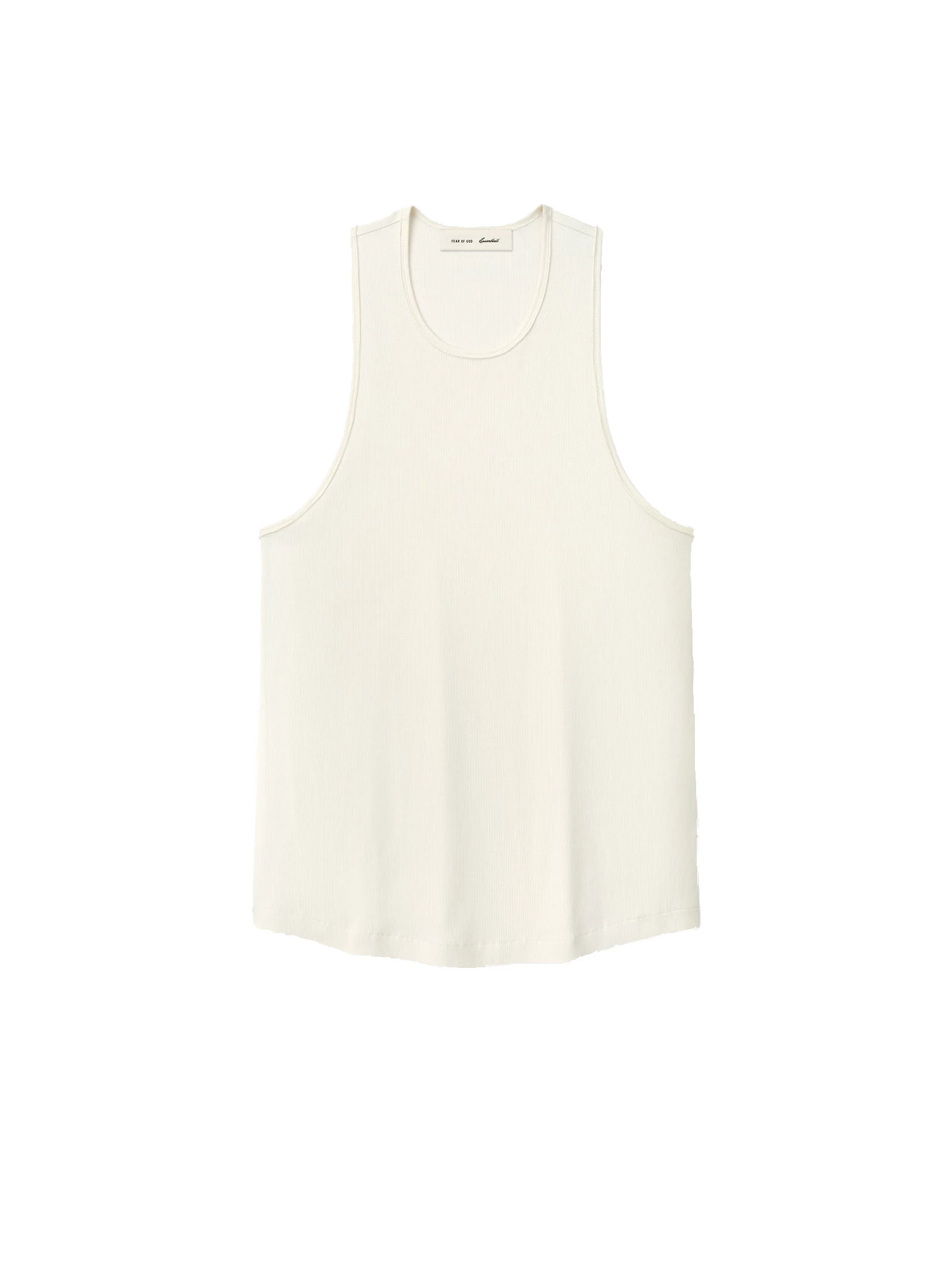 Fear of God Essentials Ribbed Essential Tank in Ivory Fear of God Essentials Ribbed Essential Tank in Ivory | Coveti