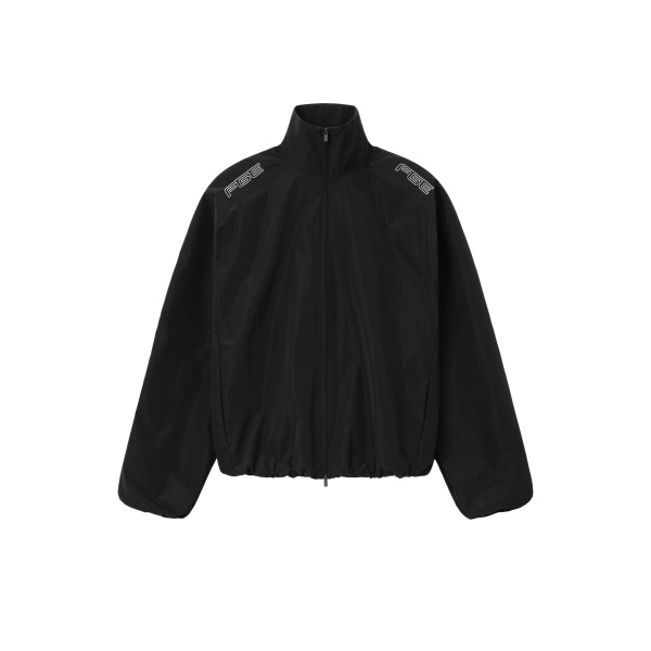 Fear of God Essentials Ripstop Modern Moto Track Jacket in Black | Coveti