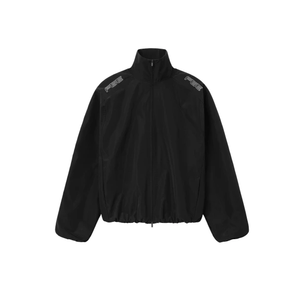 Fear of God Essentials Ripstop Modern Moto Track Jacket in Black | Coveti