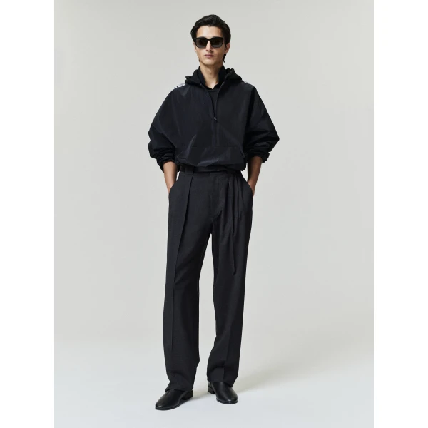 Fear of God Essentials Ripstop Moto Half Zip Jacket in Black | Men Jackets | Coveti
