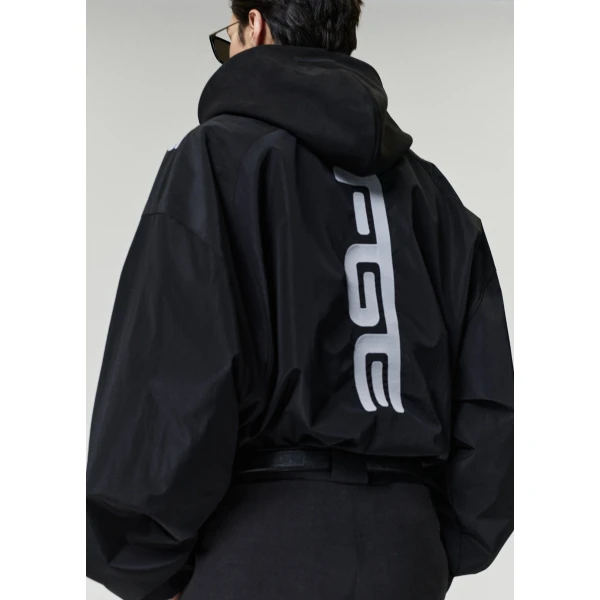 Fear of God Essentials Ripstop Moto Half Zip Jacket in Black | Men Jackets | Coveti