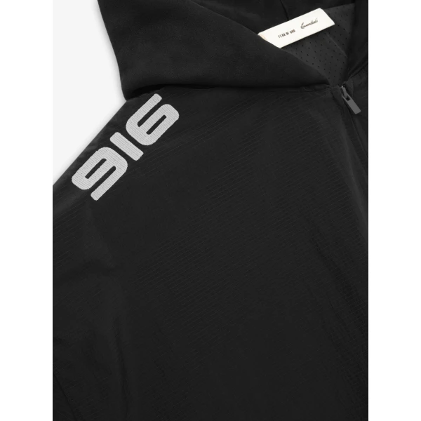 Fear of God Essentials Ripstop Moto Half Zip Jacket in Black | Men Jackets | Coveti
