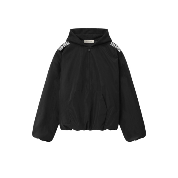 Fear of God Essentials Ripstop Moto Half Zip Jacket in Black | Coveti